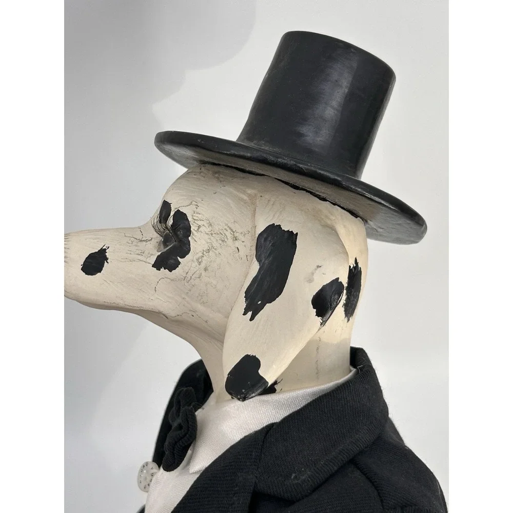 Vintage Anthropomorphic Fancy Dog Wearing Tuxedo Porcelain Plush Doll 18